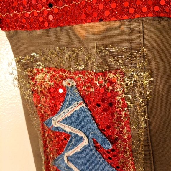 OOAK Christmas Stocking Handmade Gift Shabby Chic Boho Ornament - Picture 4 of 7